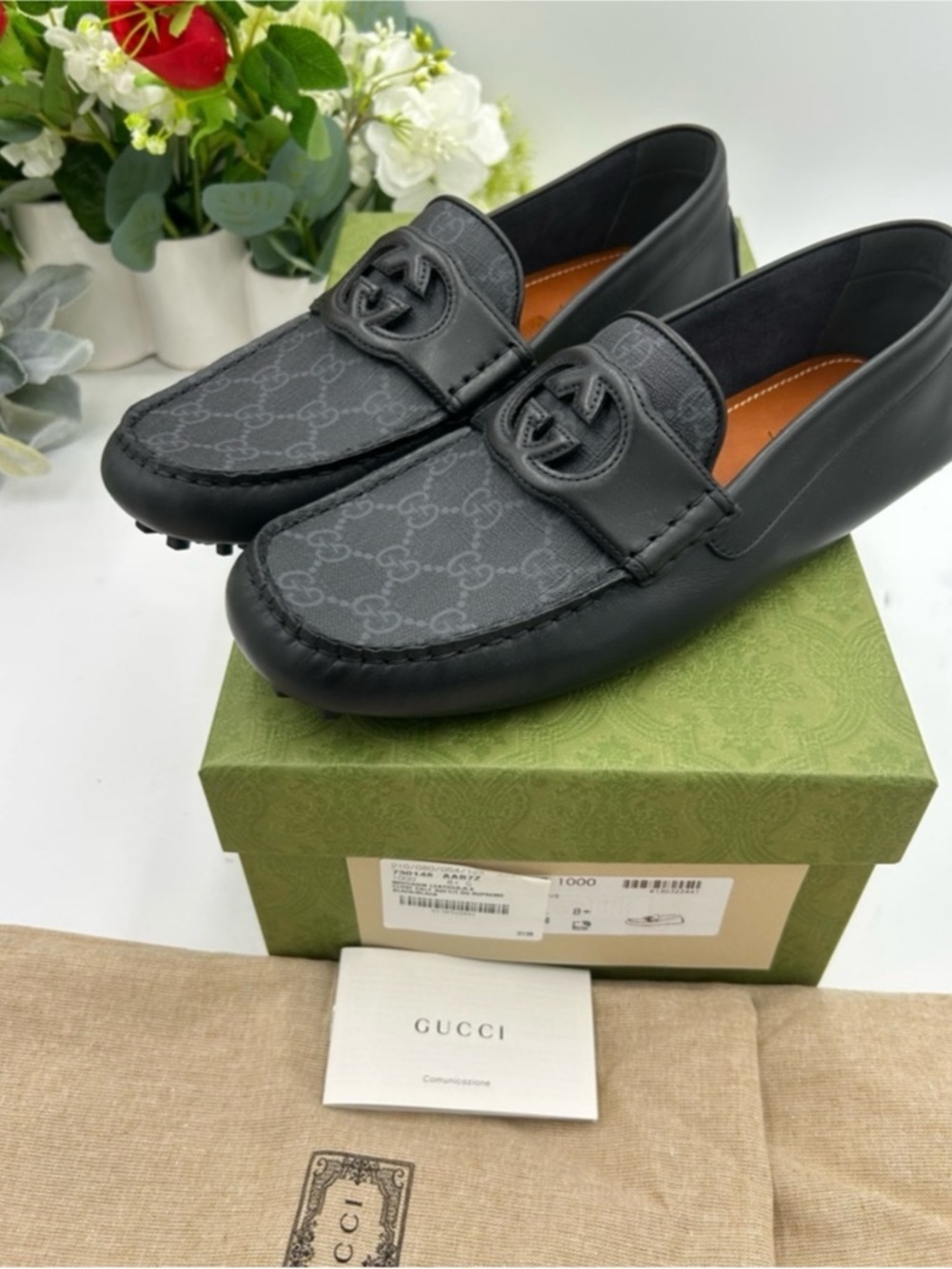 Men's Gucci interlocking G driver loafers size 8.5 fits 9 US made in Italy - Picture 6 of 7